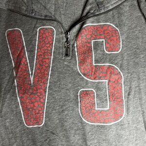 Vintage Victoria's Secret 1/4 Zip Sweater With Pink Cheetah Print VS Logo